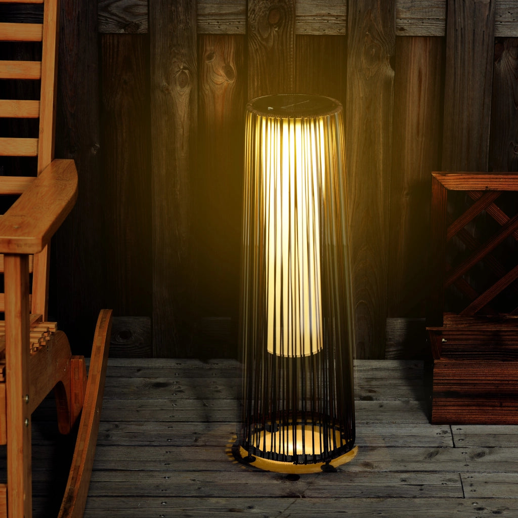 Lampada da giardino LED ¨C zephmum ¨C resina intrecciata colore marrone ?21.5x61cm
