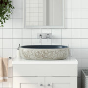 Lavabo da Appoggio-Lavandino-Lavello Sabbia e Blu Ovale 59x40x14 cm Ceramica 149518