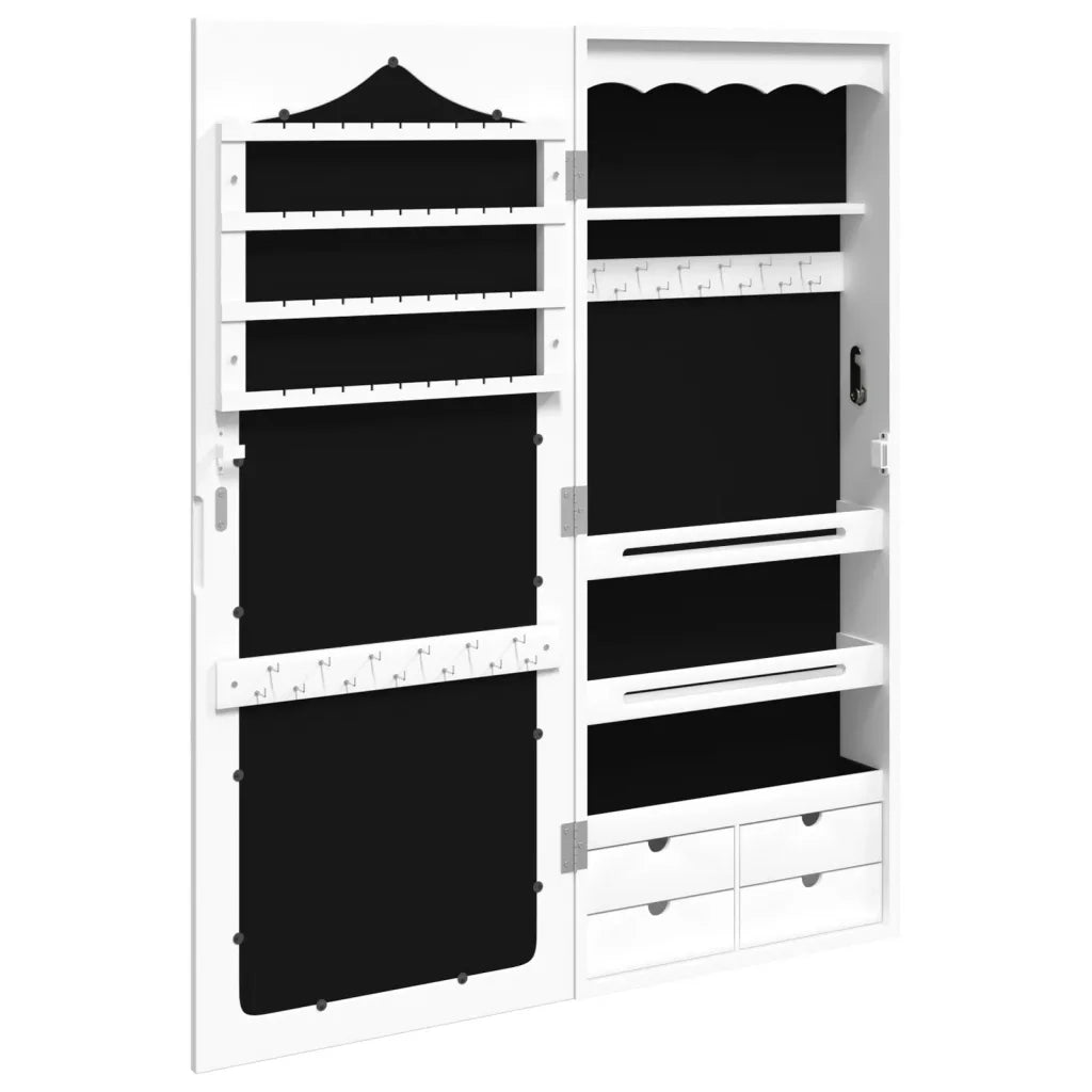 Armadio Portagioie con Specchio a Muro Bianco 37,5x10x90 cm 353223