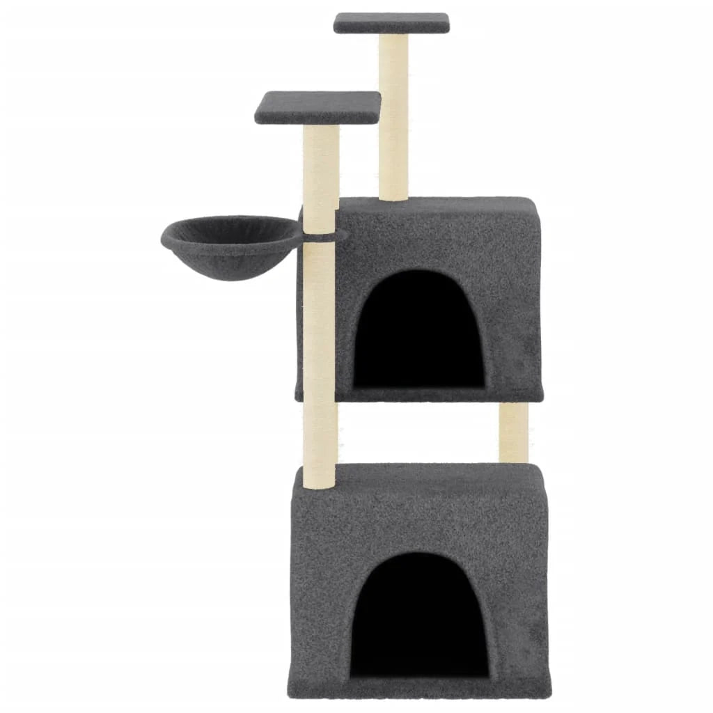 Tiragraffi per gatti torre per arrampicata giocattolo piattaforma per arrampicata con tiragraffi in sisal scuro 122 cm grigio 02_0022650
