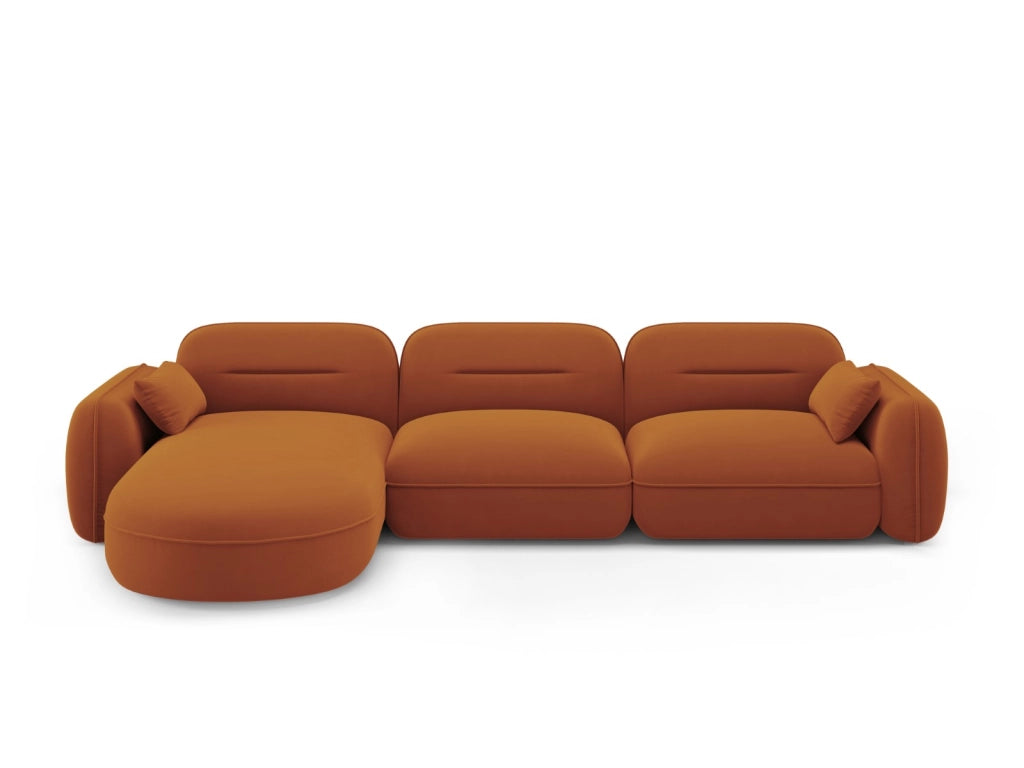 Cosmopolitan Design - Divano angolare modulare sinistro "Sydney" 4 posti in velluto terracotta 