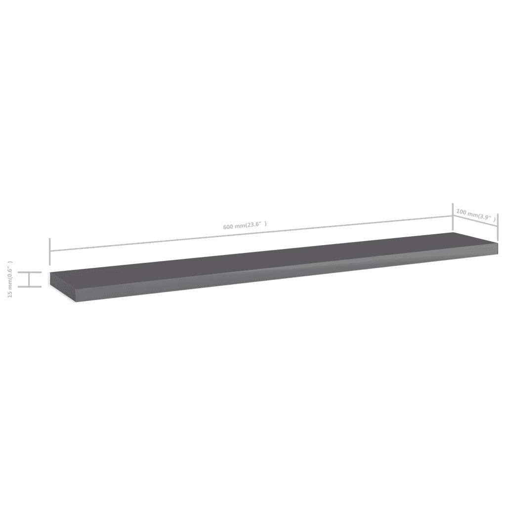 Ripiani per Libreria 4pz Grigio Lucido 60x10x1,5cm Multistrato 805216