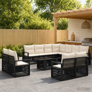 Set Divano da Giardino 12 pz Nero e Bianco Crema polyrattan 3437176