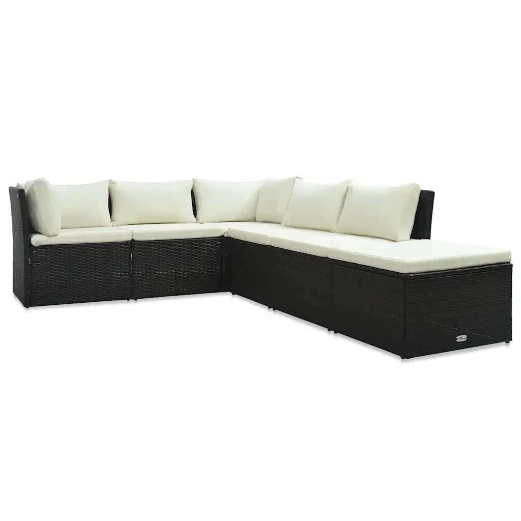 Set Divani da Giardino 4 pz con Cuscini in Polyrattan Marrone 47810