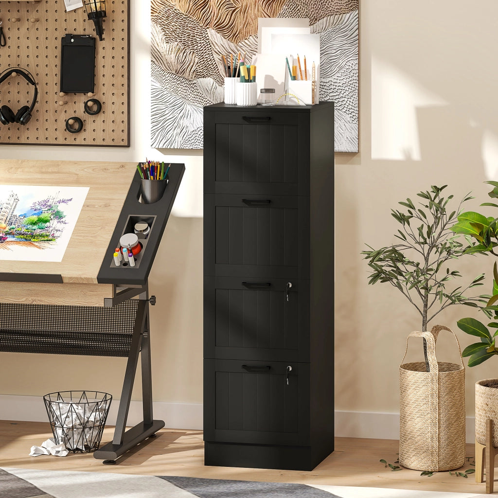 Scrivania con cassetti e sospensioni ¨C Zephmum ¨C Nero 40x40x131 cm