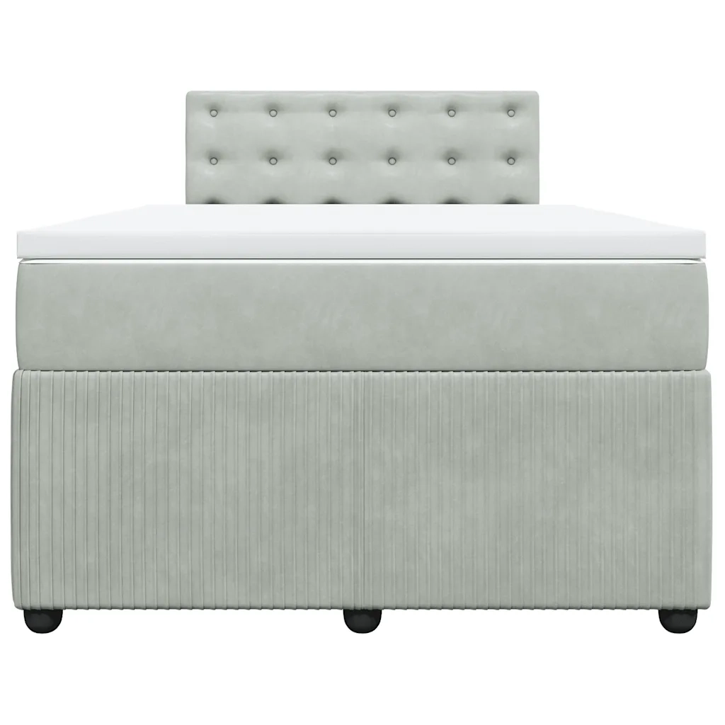 Giroletto a Molle con Materasso Grigio Chiaro 120x190cm Velluto