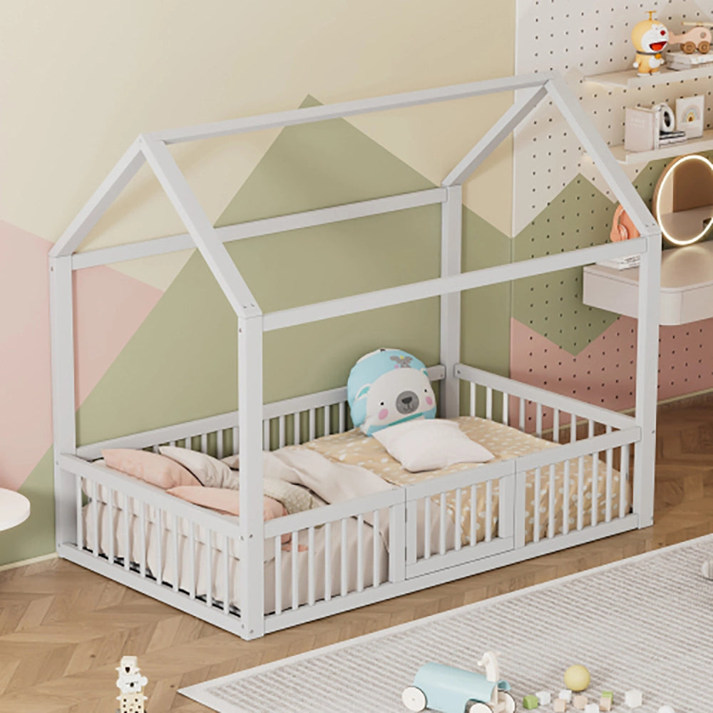 Letto singolo per ragazzi - Xylo - 90x200 cm - Bianco - Porta integrata