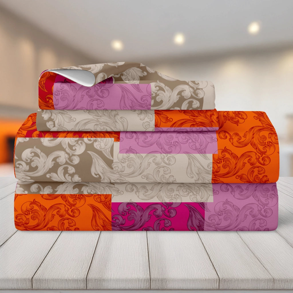 Completo Letto Matrimoniale No Stiro Set Lenzuola In Morbida Microfibra Anallergica Lenzuolo Sotto Con Angoli Elastici Fino 30 Cm, Lenzuolo Teso Sopra 2 Federe Prodotto Italiano  Ornamental