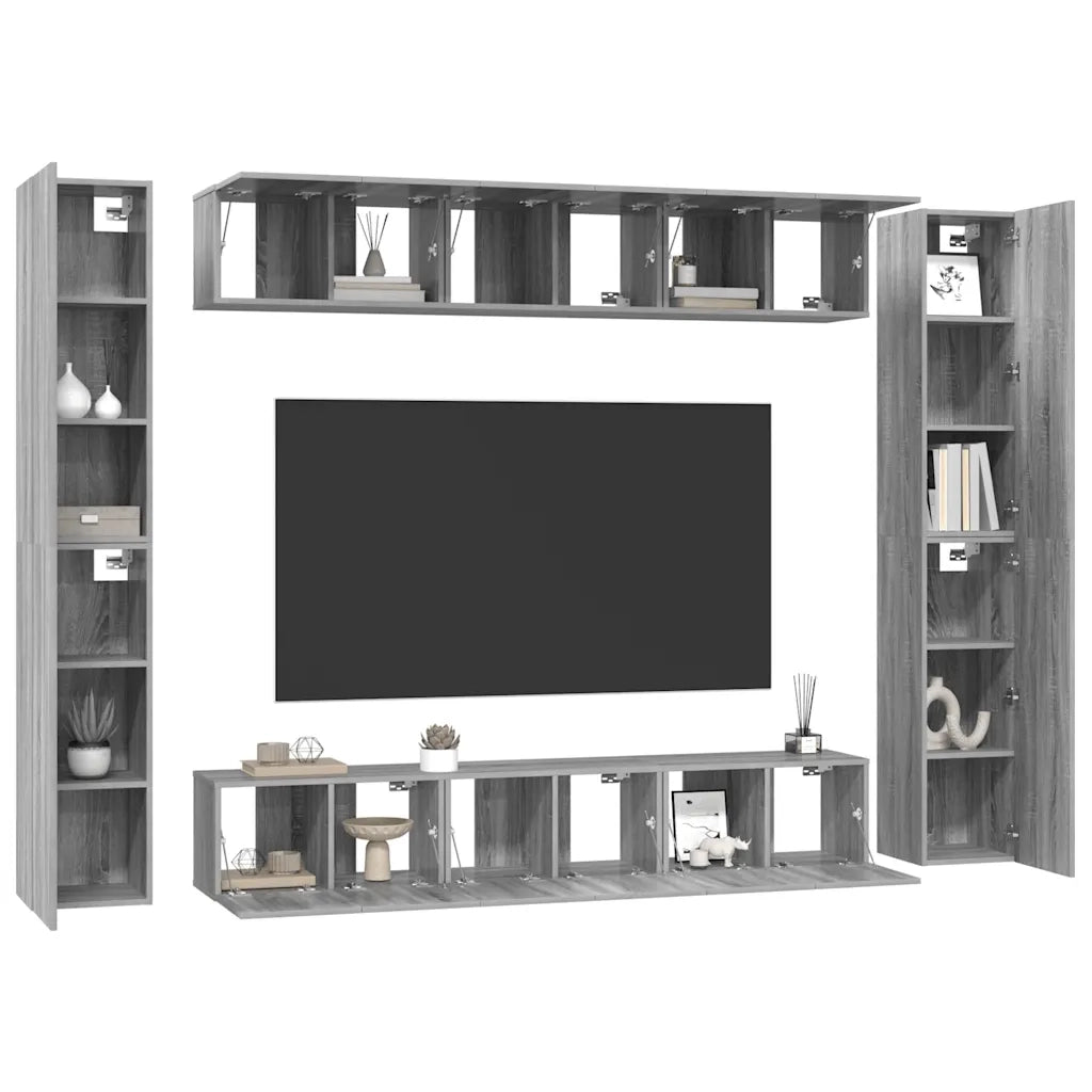 Set Mobili Porta TV 10 pz Grigio Sonoma in Legno Multistrato 3120249