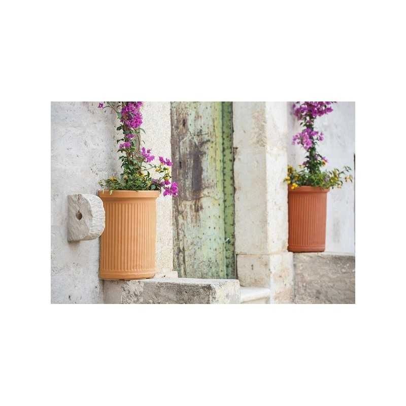 Vaso semicircolare decorativo classico tradizionale 41x24 H50 in polimero resistente impruneta per piante per giardini e terrazze - Made in Italy