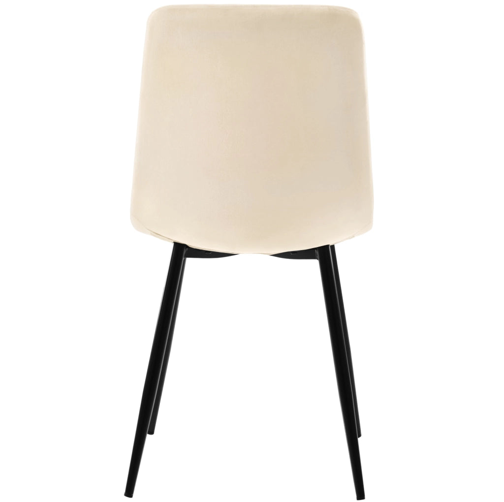 Set di 4 sedie da pranzo imbottite in velluto Antique White; 44x41x86 cm; con gambe in metallo