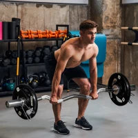 Set di 2 Dischi Pesi in Acciaio con Rivestimento in Gomma per Bilanciere