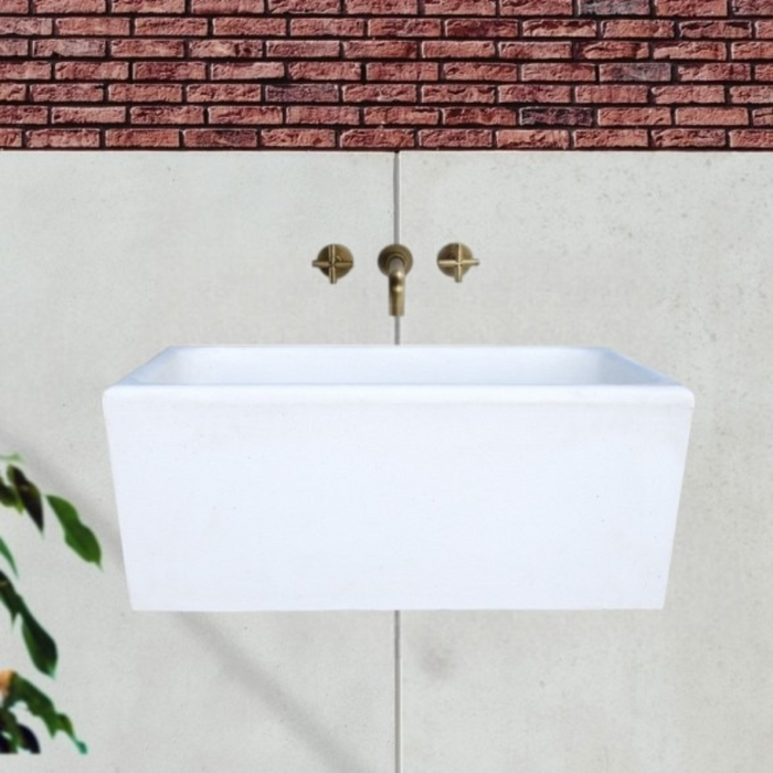 Pilozza calcestruzzo cemento serie ostuni design moderno bianco verniciabile *** misure 60 x 47 x h.30 cm, confezione 1