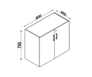 Armadio da Ufficio BOTTOM L 90 cm x P 45 cm x H 79,5 cm