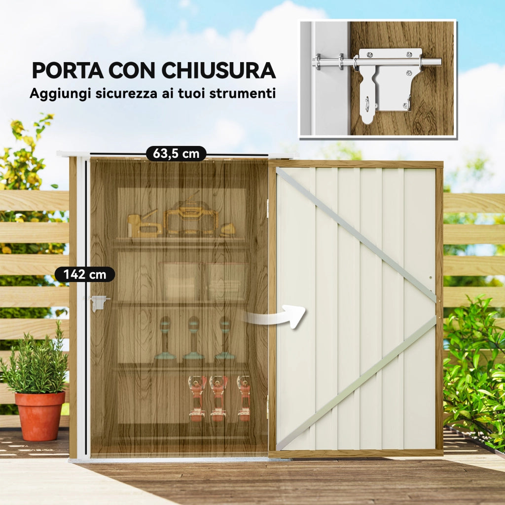 Casetta Giardino Attrezzi in Acciaio ¨C Zephmum ¨C Marrone Chiaro 100x104x160 cm