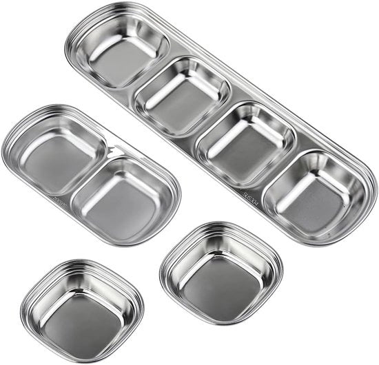 Piatti Mini - 4pz - Piatto per Zuppa - Piatto per Frutta - Per Antipasto - Contorno - Patatine Fritte - Salsa di Ketchup (3 Dimensioni)