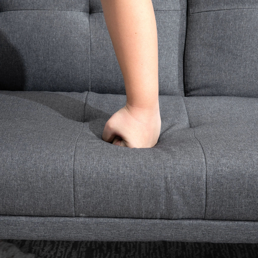 EasyComfort Divano Letto 3 Posti Reclinabile con 2 Braccioli Staccabili, in Tessuto Effetto Lino e Legno di Pioppo, 181x77x78 cm