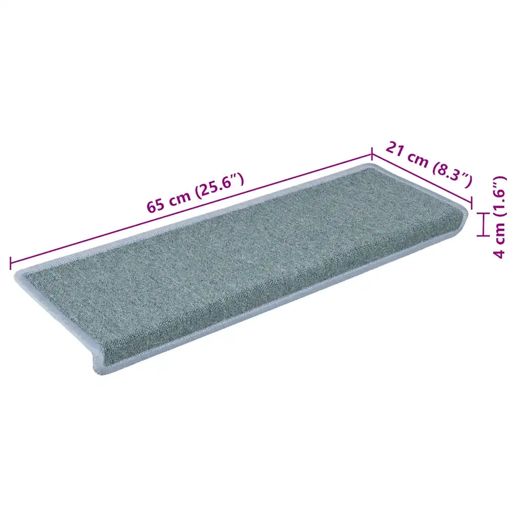 Tappetini per scale 15 pz 65x21x4 cm Blu mare con bordo rettangolare 326194