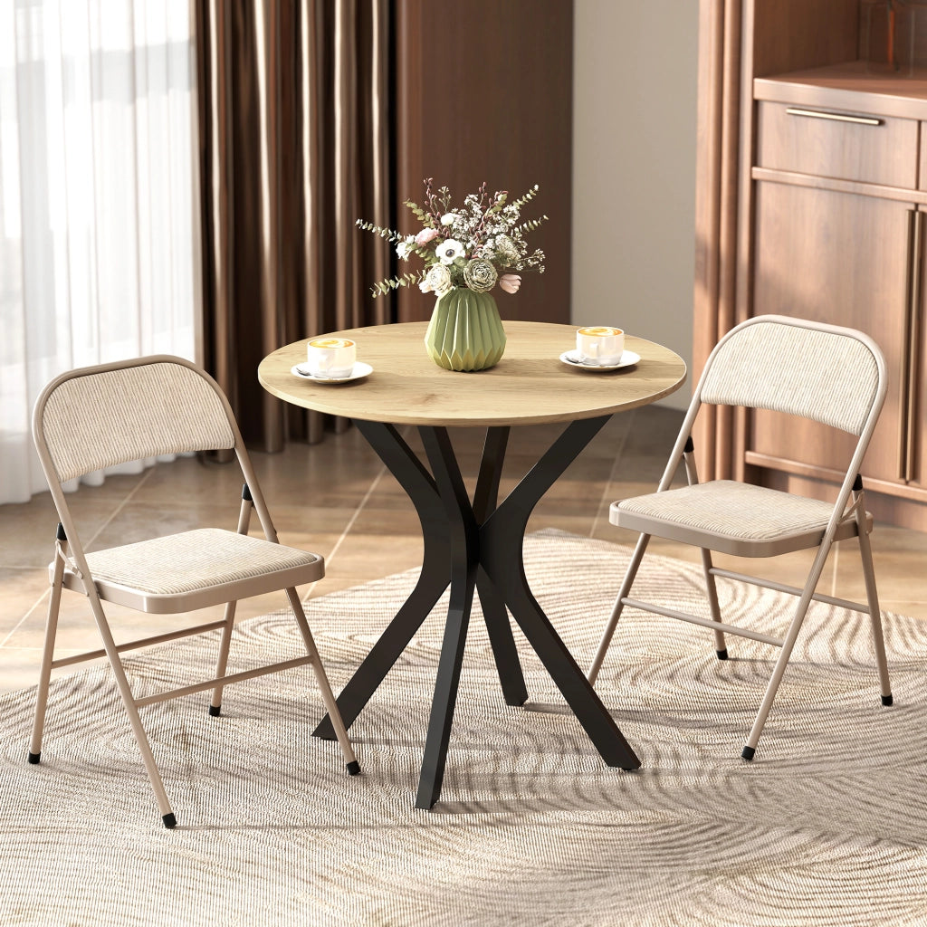 Sedia Pieghevole ¨C zephmum ¨C Beige, Lino Sintetico, Acciaio, 45x46x78 cm