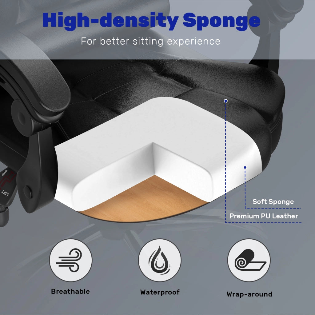 Sedia da ufficio, sedia da ufficio ergonomica  con braccioli, schienale e altezza regolabile, girevole a 360°, nera