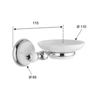 Portasapone con inserti in ceramica bianca e piattino vetro opaco - serie epoca