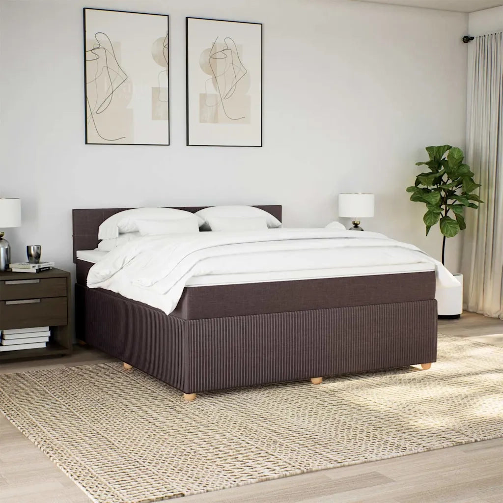 vidaXL Giroletto a Molle con Materasso Marrone Scuro 180x200cm Tessuto