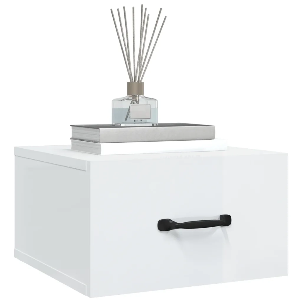 Comodino a Muro Bianco Lucido 35x35x20 cm   cod mxl 30223