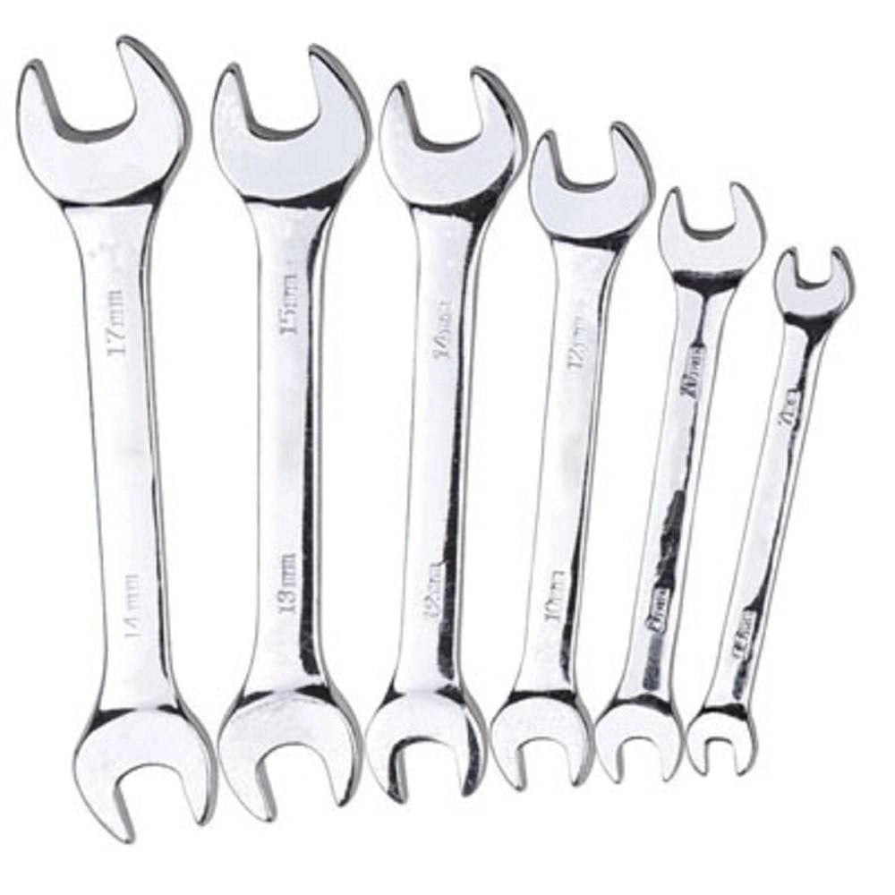 Trade Shop - Set Chiavi Inglesi 6 Pz Doppie A Forchetta 5.5-17 Mm Acciaio Cromo Vanadio -