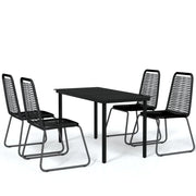 Set da Pranzo da Giardino 5 pz | Set Salotto da Giardino Nero