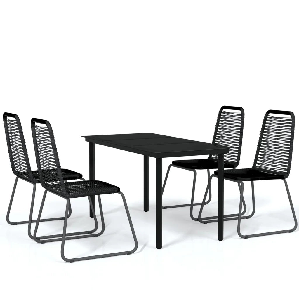 Set da Pranzo da Giardino 5 pz | Set Salotto da Giardino Nero