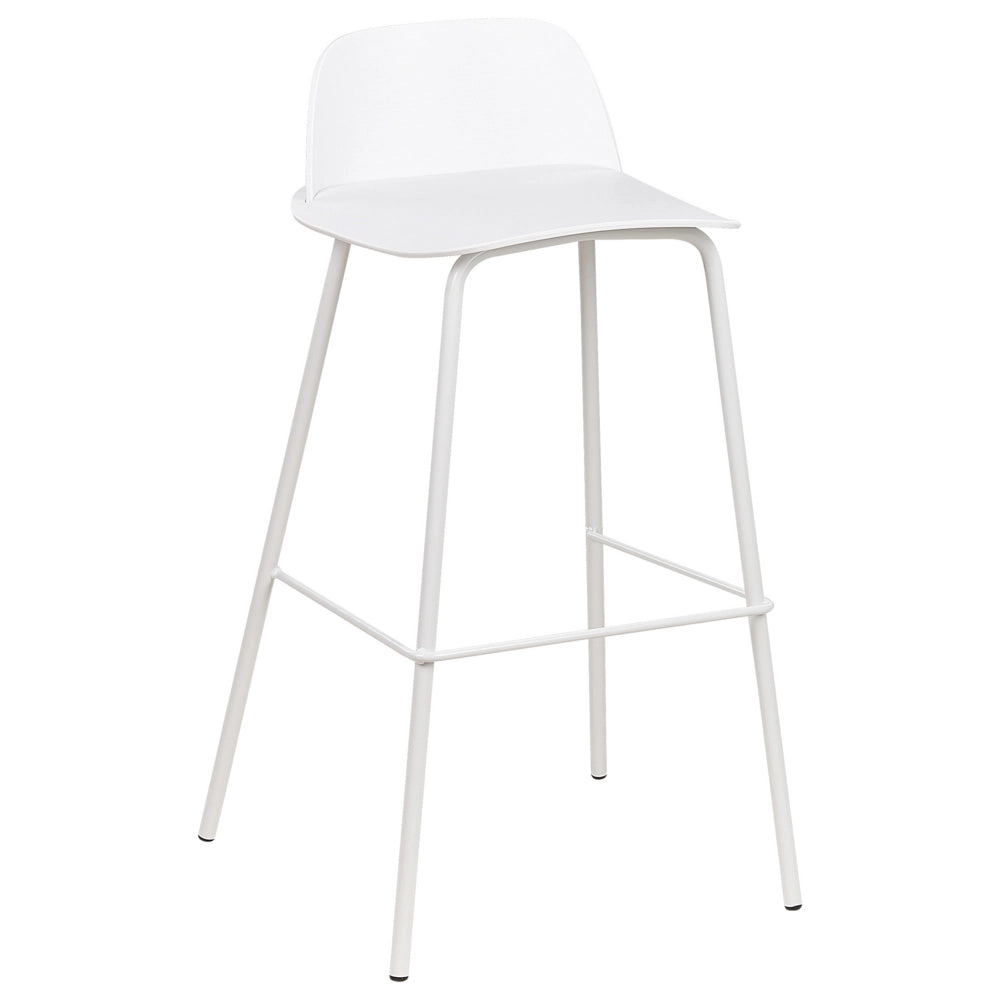 Set di 4 sgabelli da bar moderni in plastica bianca sintetica e gambe in metallo stile moderno contemporaneo