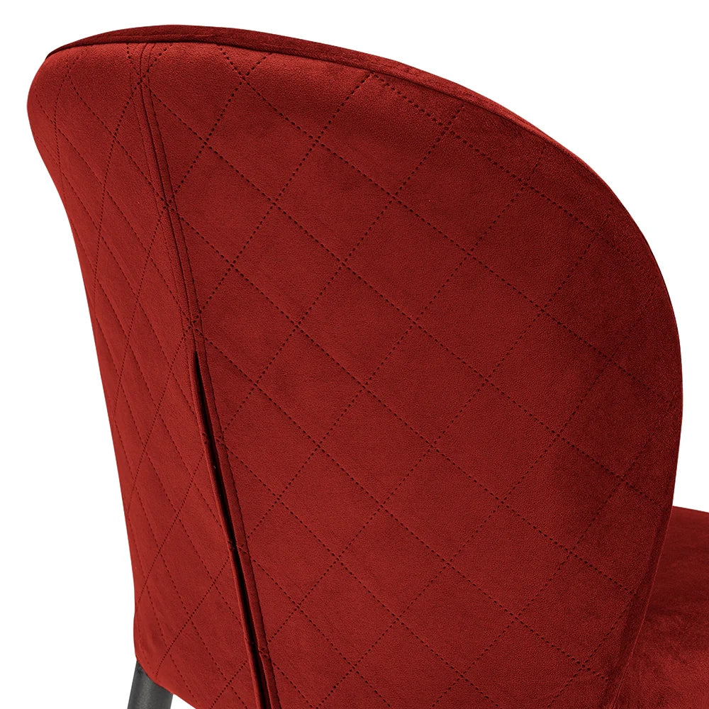 Set 6 sedie da pranzo imbottite in velluto GHIBLI LUX MADE IN ITALY, schienale a poltroncina, gambe robuste in metallo, design moderno, tessuto idrorepellente, colore Rosso