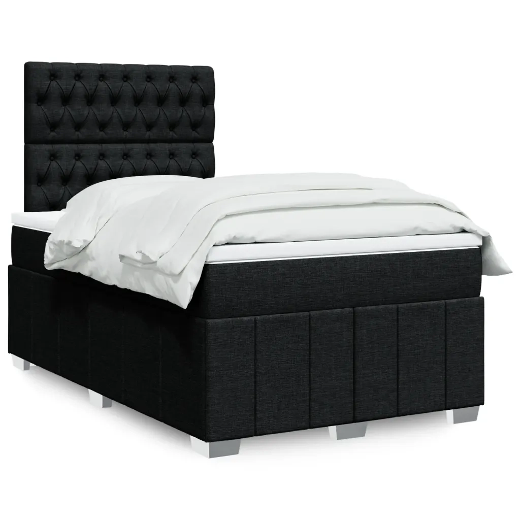 Giroletto a Molle con Materasso Nero 120x190 cm in Tessuto