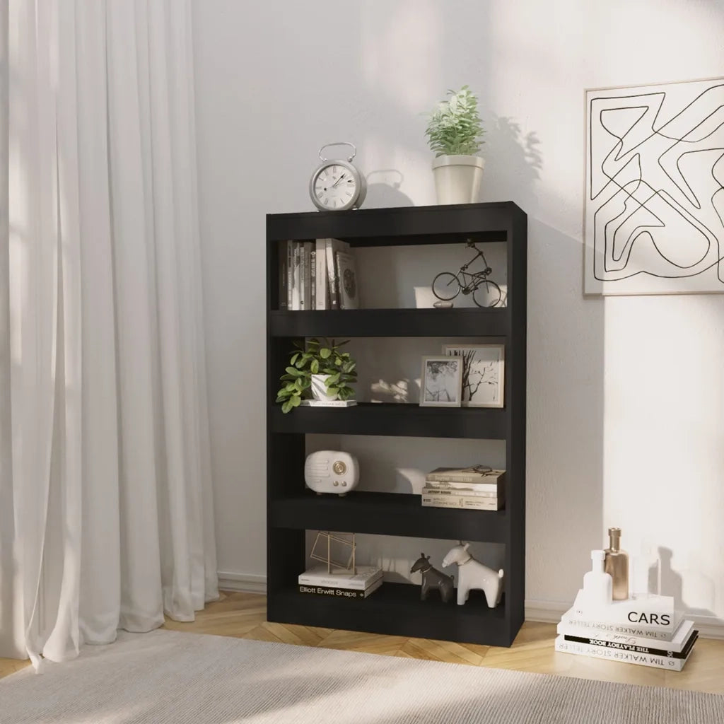 Libreria Divisorio-Scaffale per Libri-Mobile di Stoccaggio Nero 80x30x135 cm in Truciolato