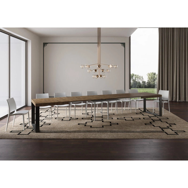 Tavolo allungabile 200/460x90 cm Tecno telaio Antracite - Noce