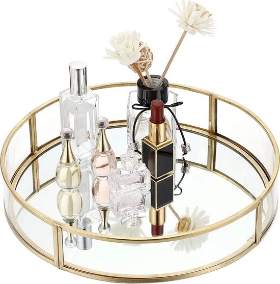 Piattaforma Parfum - Giallo - Rond - Metallo e Vetro - 24L x 5B x 24H cm