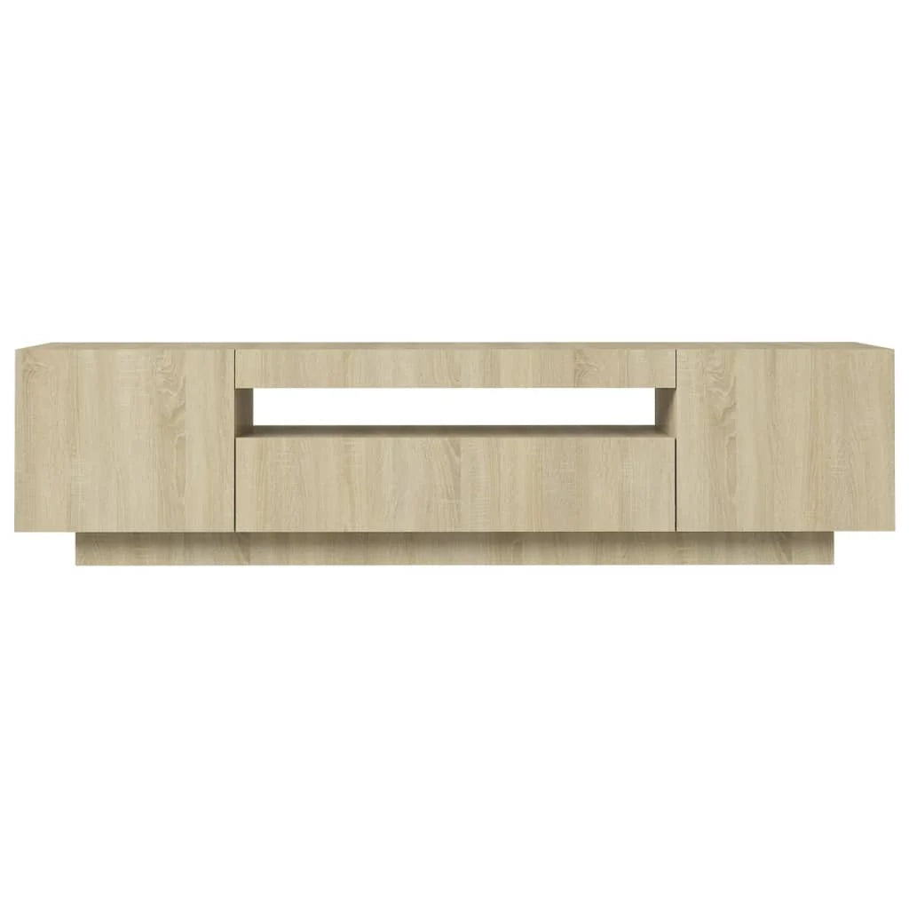 Mobile TV multimediale scaffale TV credenza mobile TV sala da pranzo soggiorno camera da letto con luci LED rovere Sonoma 160 x 35 x 40 cm marrone 02_0026763