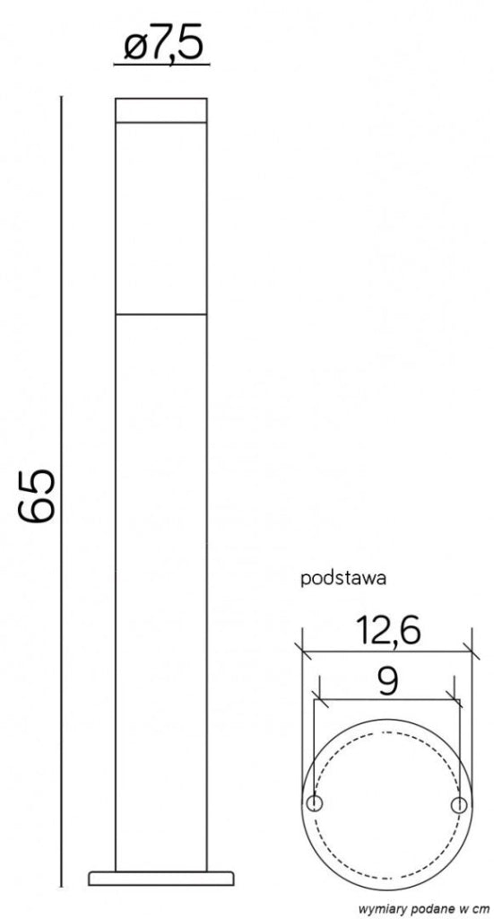 Paletto da giardino esterno 65cm E27 nero IP44 SU-MA