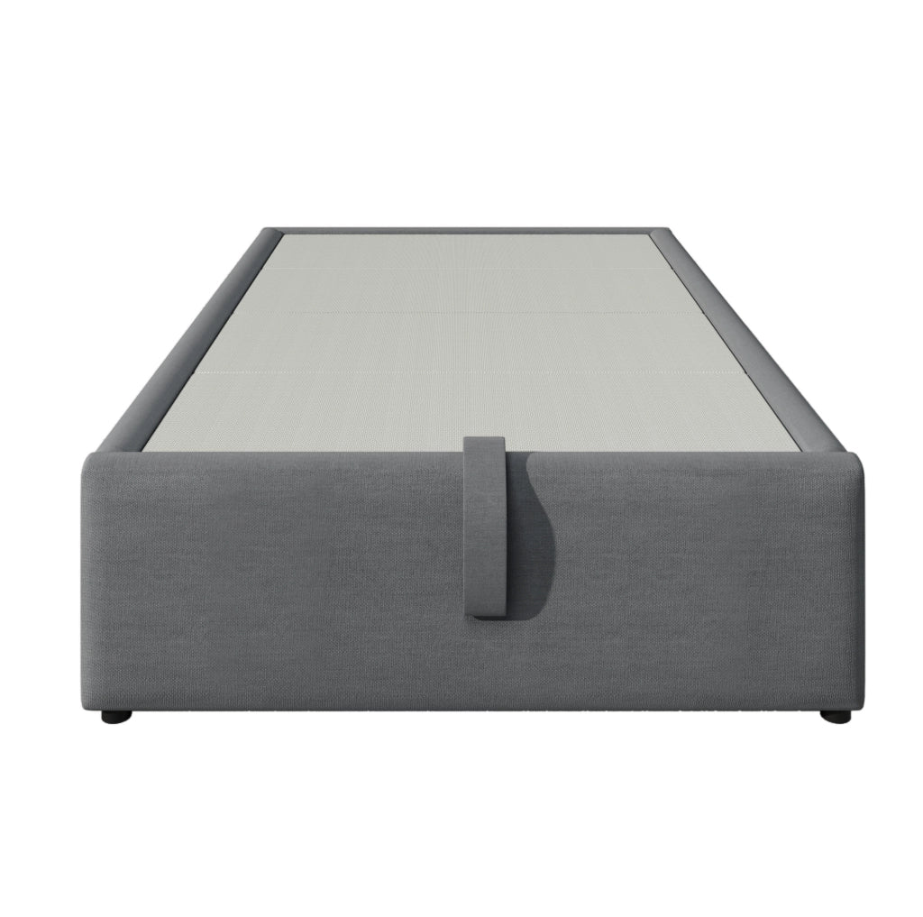 Letto singolo contenitore 90x190 cm senza testiera con USB C; cotone e lino grigio
