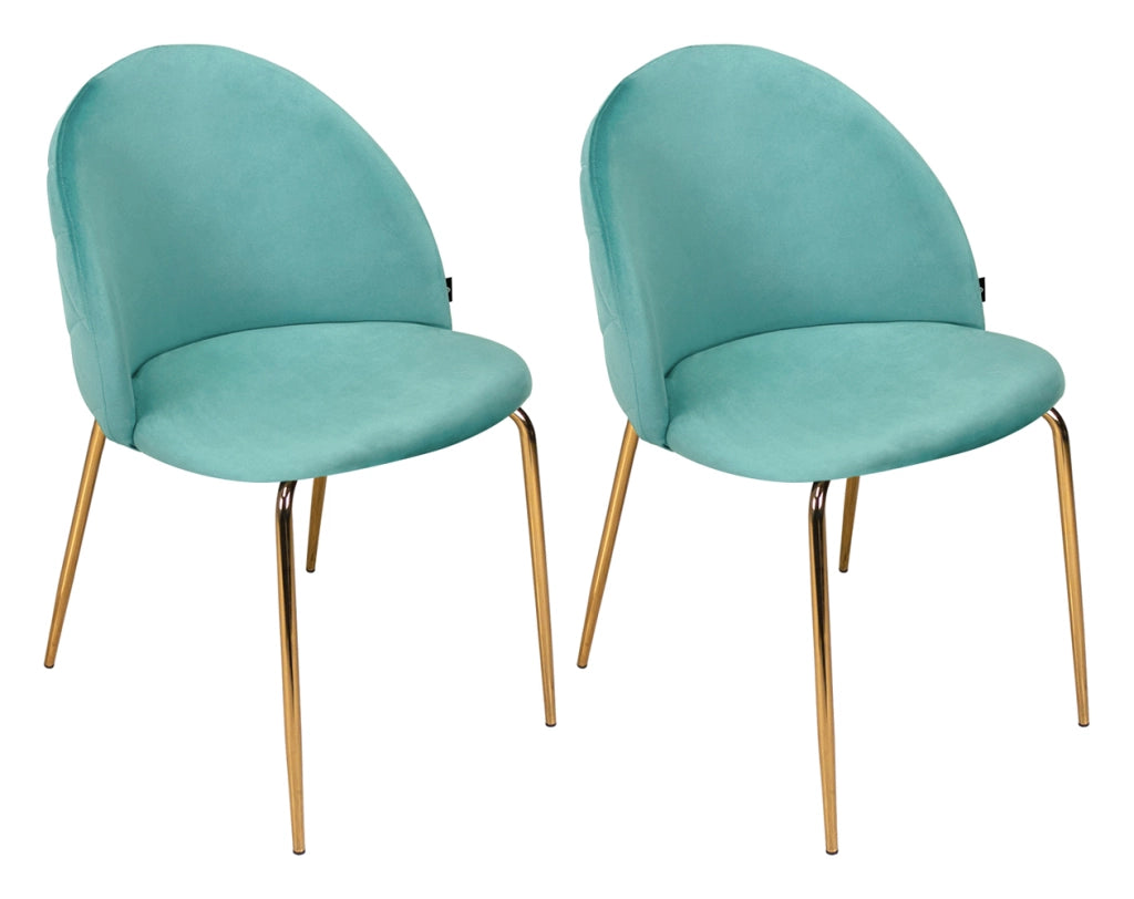 Sedia da pranzo imbottita in velluto verde tiffany (2 pz) - Nicole - SD20NIG