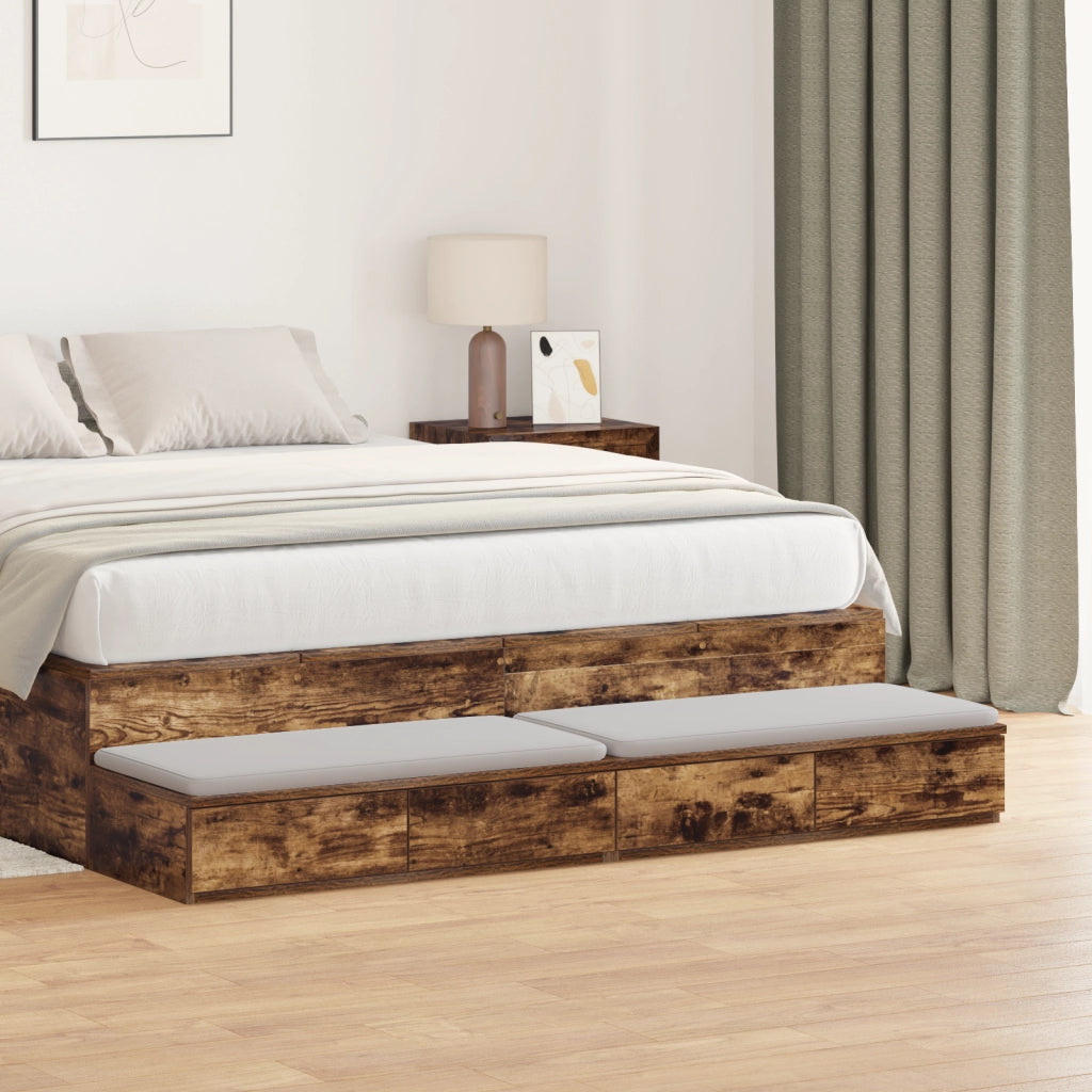 Cassetti per letto Rovere Affumicato 140x36,5x16,5 cm Legno ingegnerizzato
