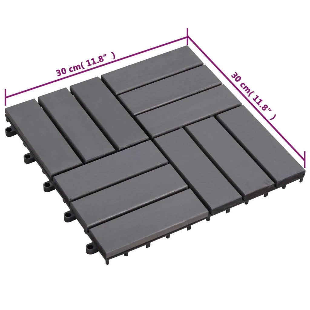 Piastrella per Decking 10 pcs Grigio 30 x 30 cm Legno di Acacia 42046712