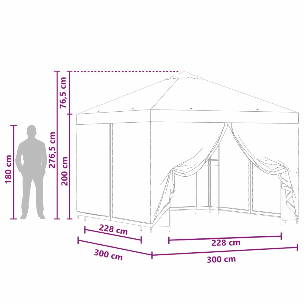 Gazebo da giardino con pareti laterali 3 x 3 m Blu 900367