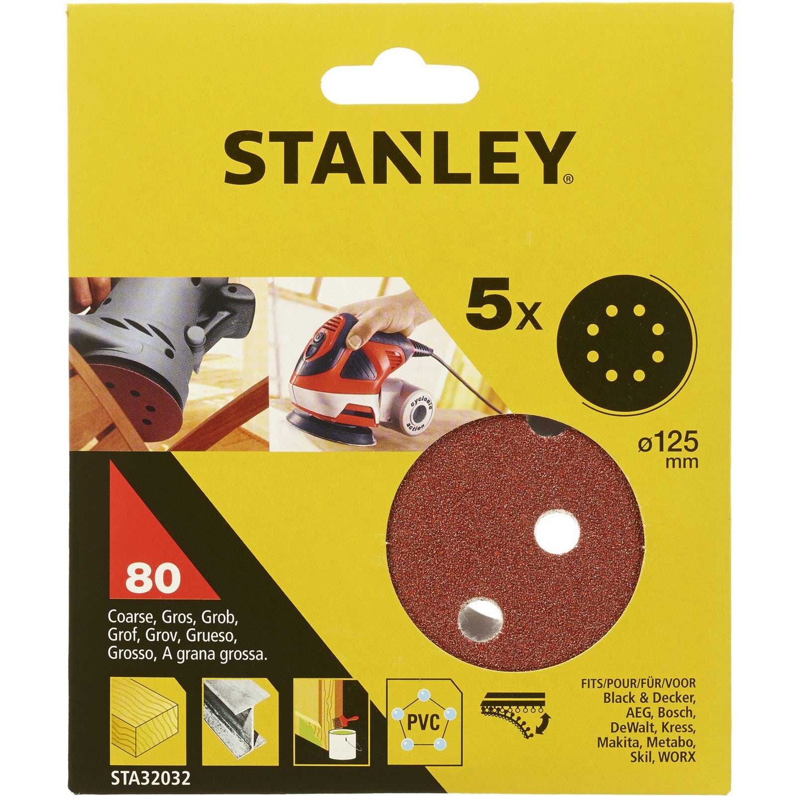 piranha/stanley x32032 5 dischi roto-orbitali 125 gr.80 cod:ferx.46027