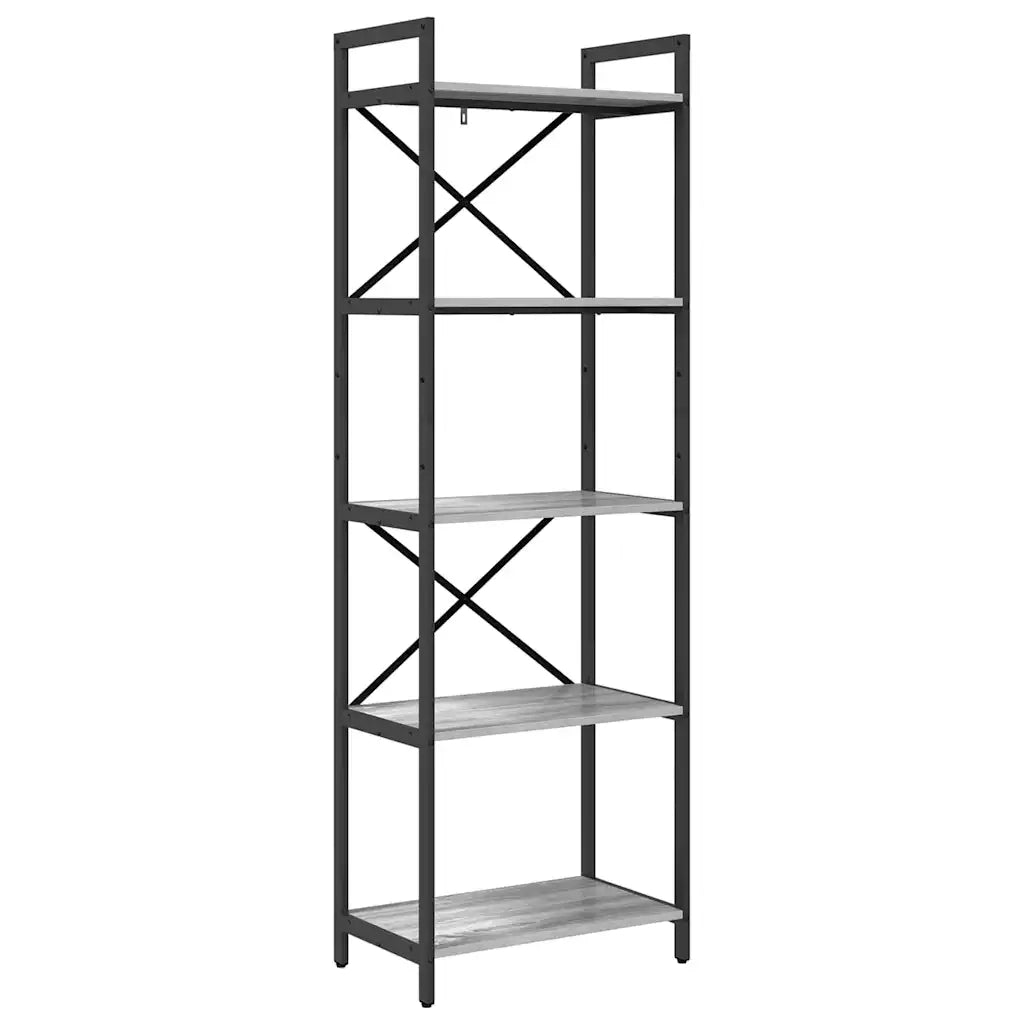 Libreria-Scaffale per Libri-Mobile di Stoccaggio Grigio Sonoma 56 x 34 x 171 cm Legno multistrato