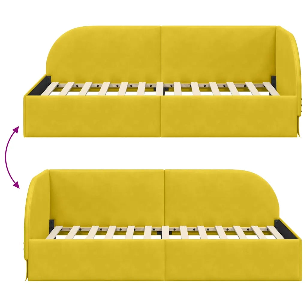 Cornice del letto ad angolo Giallo 100 cm x 200 cm Velluto