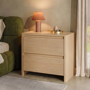 Comodino Takranmaa con 2 Cassetti 54x60x40cm Effetto Rovere [en.casa]