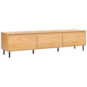 Porta TV in legno chiaro con gambe in metallo nero 180 x 40 x 43 cm Unità multimediale con 3 ante Moderno minimalista