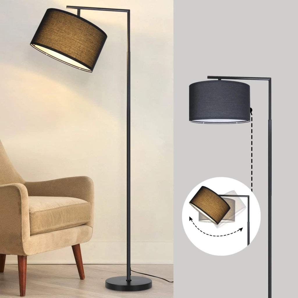 ZMH Lampada da terra per soggiorno design tessuto moderno lampada da lettura E27 con interruttore a pedale