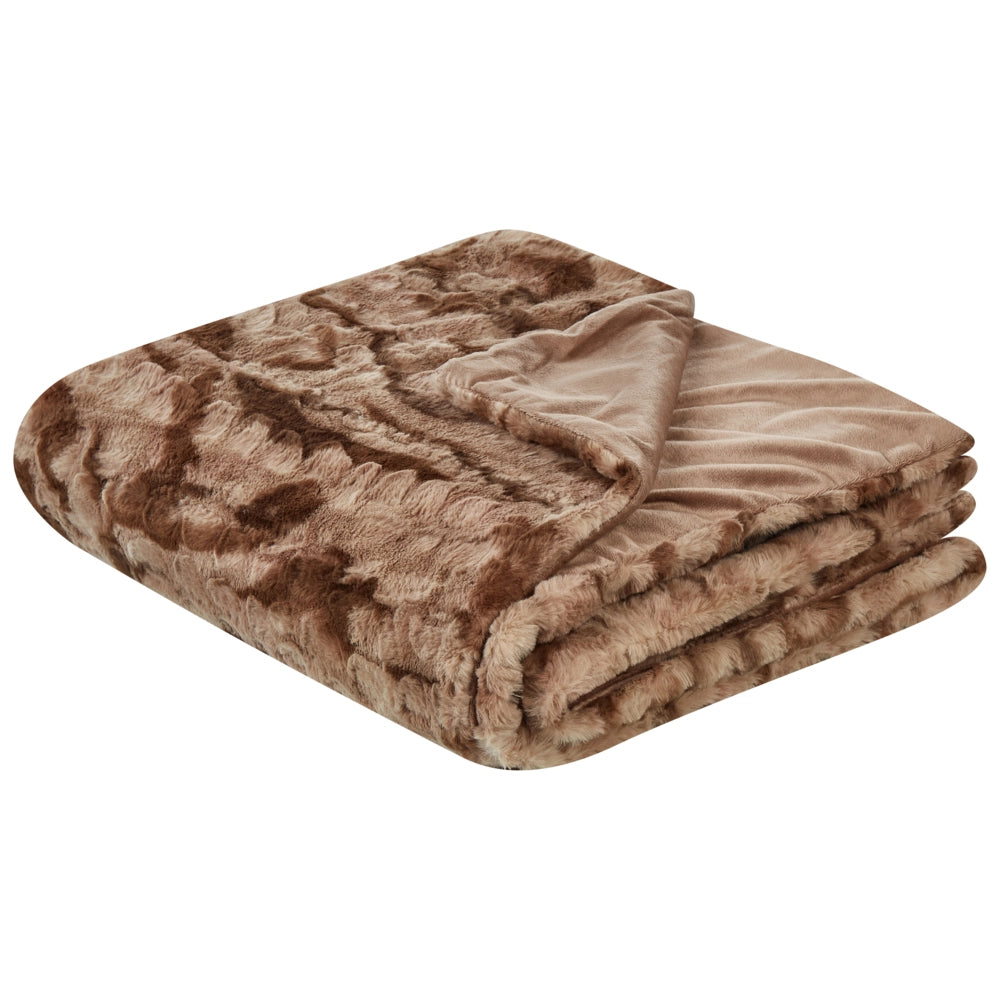 Coperta moderna in poliestere in pelliccia sintetica marrone 150 x 200 cm morbida pelliccia sintetica